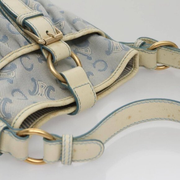 CELINE C Macadam Canvas Shoulder Bag Light Blue - Picture 6 of 15